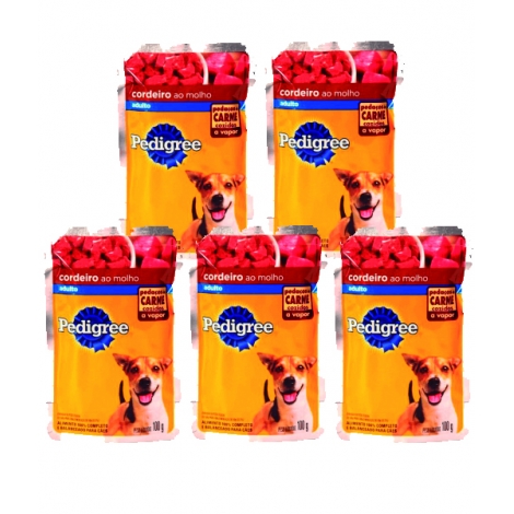 Combo Pedigree Sachê Cães Adultos Cordeiro 100g - 5 unidades Combo Pedigree Sachê Cães Adultos Cordeiro 100g - 5 unidades