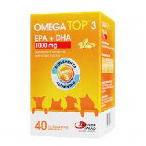 Suplemento para Cães e Gatos Omega Top 3 1000 mg 40 Cápsulas